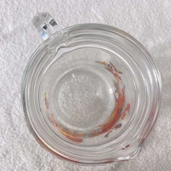 Vintage Luminarc Red Yellow Bird Glass Pitcher - Picture 10 of 13